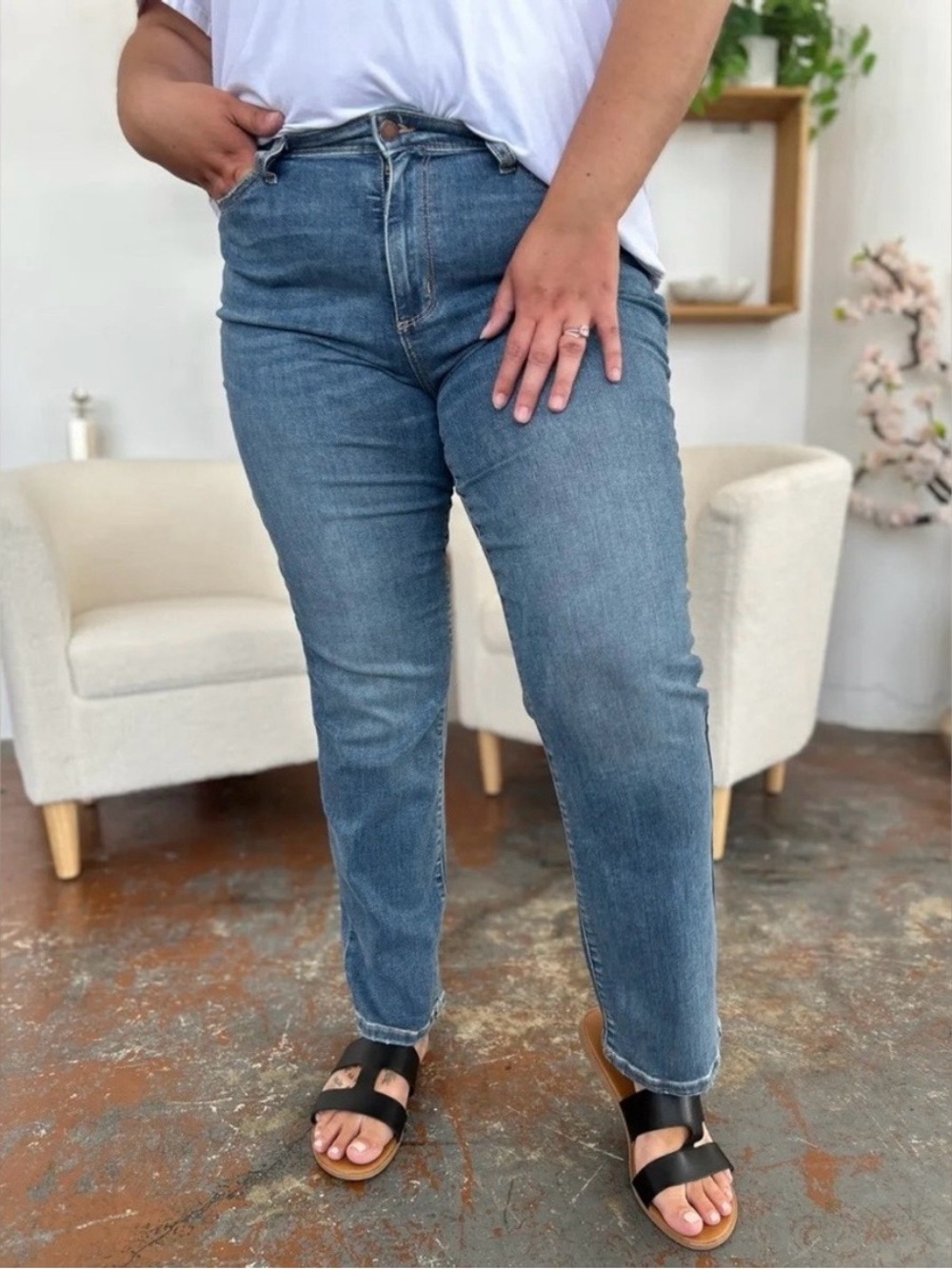 NWT Judy Blue High Waist Medium Wash Straight Jeans 18W